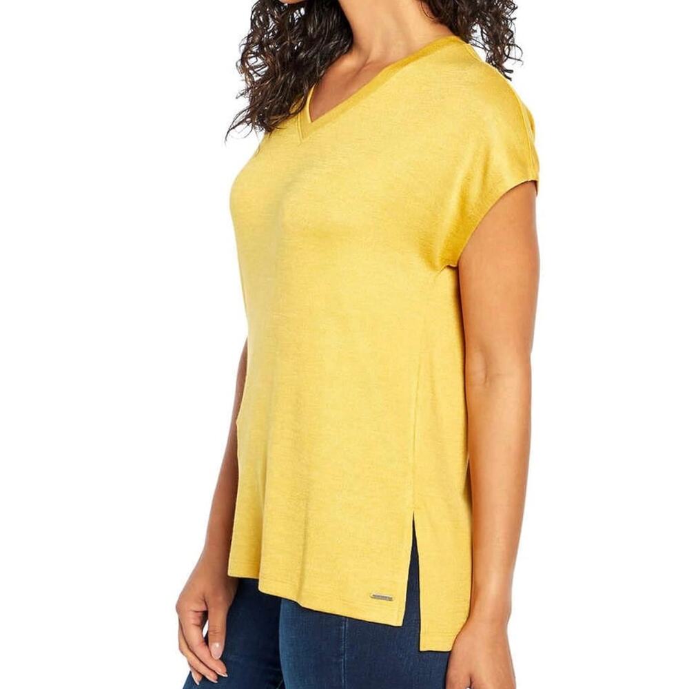 Orvis Mustard Yellow Knit Top ✨ V Neck Coastal Grandma Minimal Chic